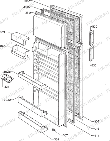 Взрыв-схема холодильника Frigidaire RF2802 - Схема узла Door 003